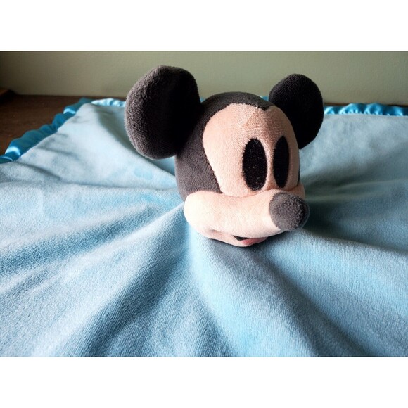 Disney Baby Mickey Mouse Blue Lovey Security Blanket Plush Soft Satin-like Edge - Picture 2 of 8